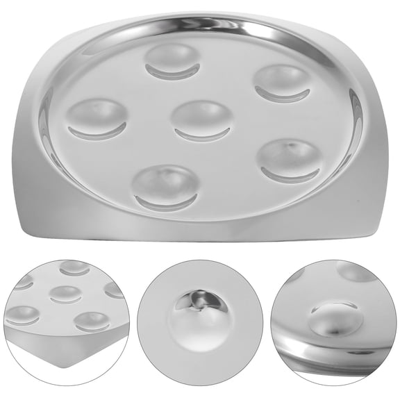 Soimiss serving platters Escargot Plate Stainless Steel Silver 1Pcs