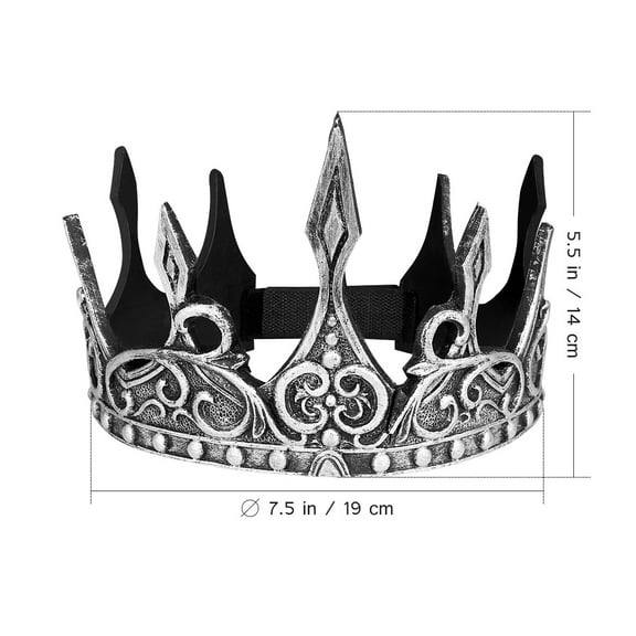 UNOMOR Fancy Dress Crown Carnival Headdress Antique Silver 1Pack for Men Proms