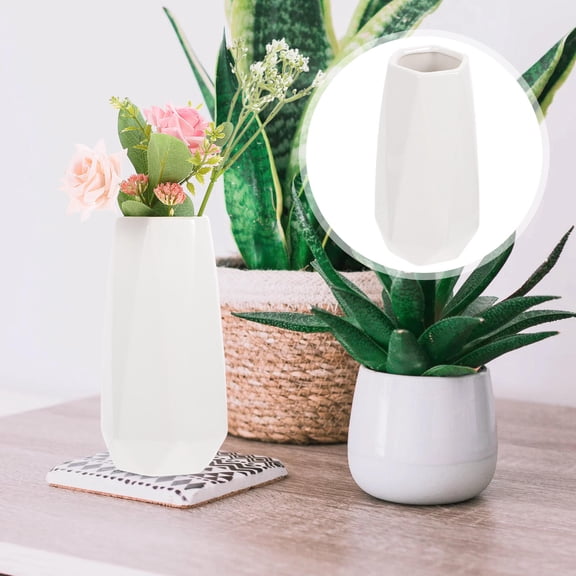 Soimiss 1Pc Creative Ceramic Vase Compact White for Office and Home Decor