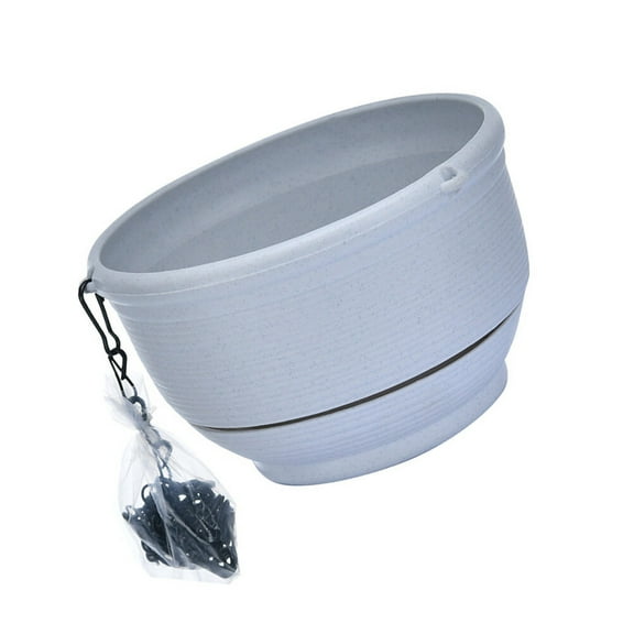 Soimiss Hanging Wall Flowerpot Chain Design Round White 1Pcs for Gardening Plant Lovers