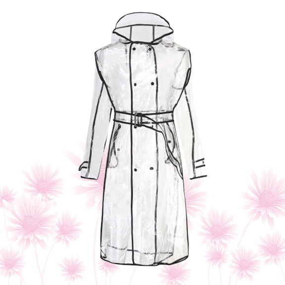 UNOMOR Girls Raincoat Women'S Hooded Rain Coat With Belt Lightweight Slicker Rainwear Size L