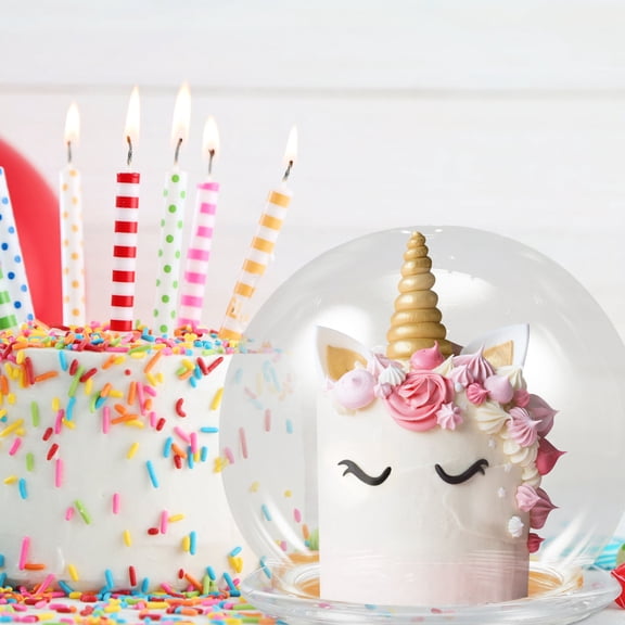 UNOMOR Glass Dome Cake Topper Preserved Flower Display Unique Cake Flowers Decorations