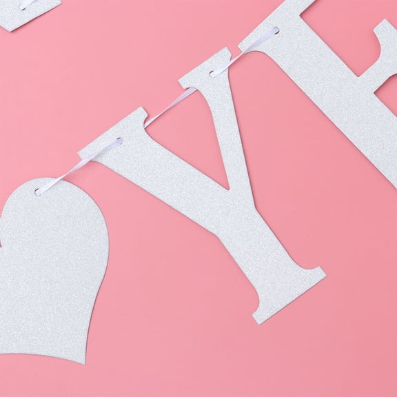 Soimiss Festive Silver Glitter Banner Hanging for New Year Party Celebration