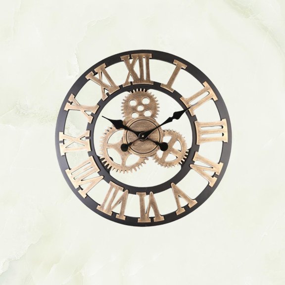 UNOMOR Gold Wall Clock Hanging Clock Golden Time Telling Home Office Decor for Adults 1PC