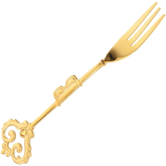 Soimiss Long Handle Golden Stainless Steel Pickle Fork for Party and Seafood