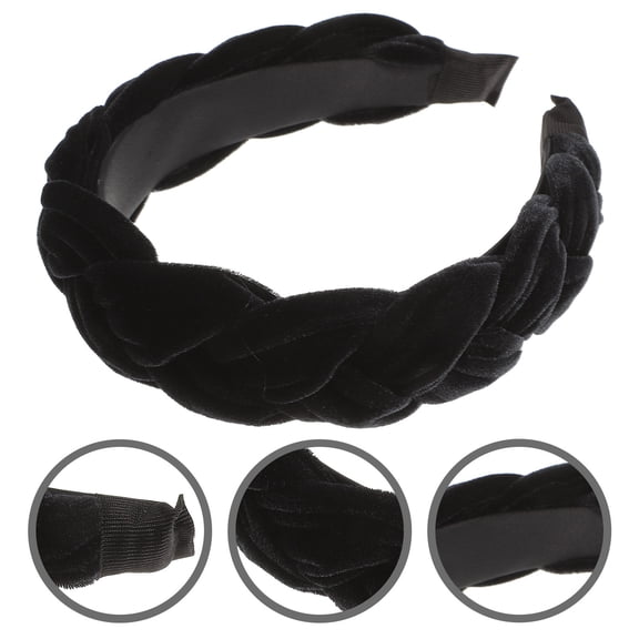 Soimiss Twisted Braid Wrap Hairband Flannelette Hair Accessory for Girls in Black 1Set