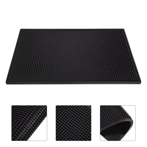 Soimiss Thick PVC Black Bar Mat Heat Resistant Non Slip Practical Bar Service Spill Pad