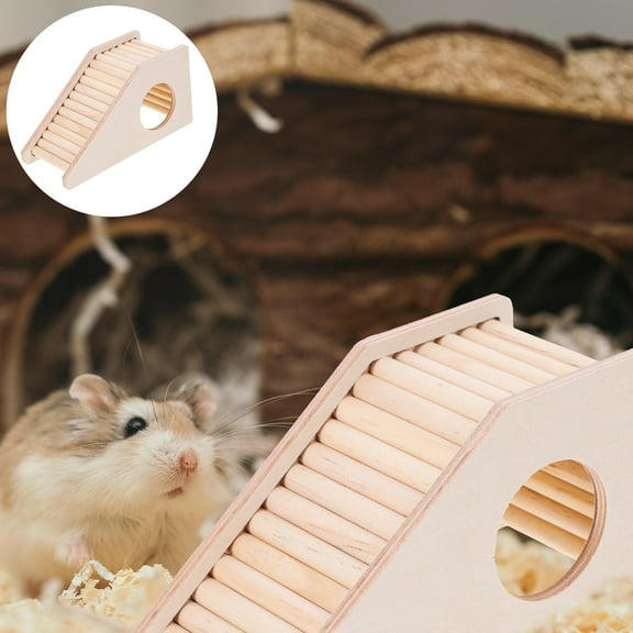 Soimiss Hamster Pet Activity Structure Wood Ladder Shape 1 Set