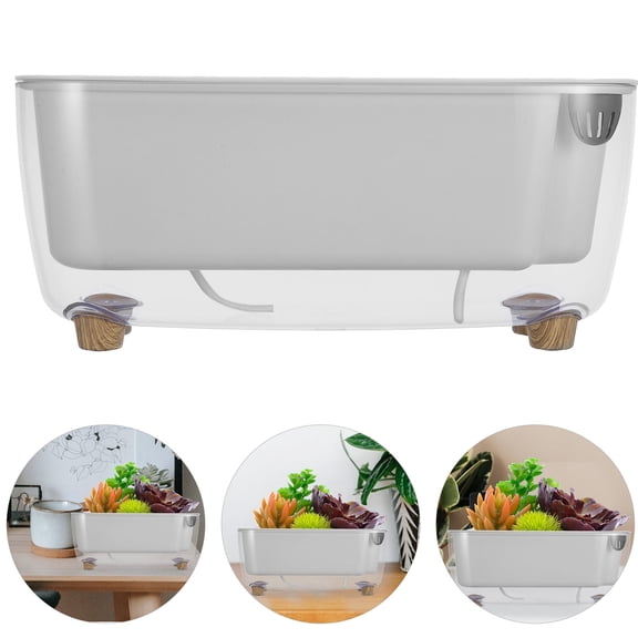 Soimiss Self Watering Indoor Planter White Plastic Pot with Elegant Inner Basket for Easy Plant Care