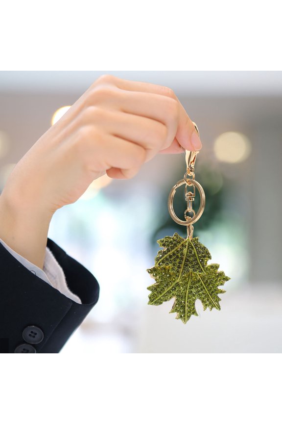 UNOMOR Keychain Cute Maple Leaf Keyring Portable Green 1Pcs for Daily Use