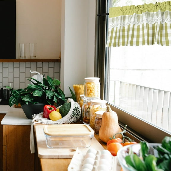 Soimiss Simple Style Light Grey Kitchen Bar Curtain for Window and Room Separation