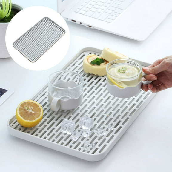 Soimiss Kitchen Bottle Drying Rack and Fruit Tray with Efficient Water Drainage Grey