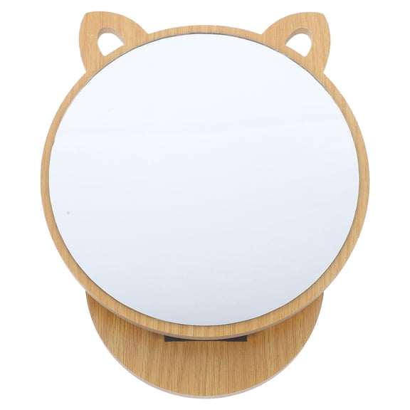 Soimiss Wooden Makeup Mirror with Simple Design Light Brown Vanity Mirror for Desk Use