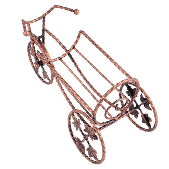 UNOMOR Metal Portable Bottle Rack Tricycle Shape Wine Rack Rose Gold Wine Display for Decoration 1Pack