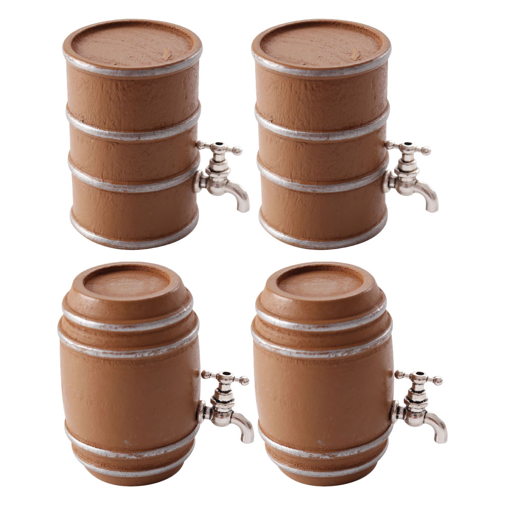 Soimiss Miniature Wooden Wine Barrel for Decor Realistic Design Portable and Convenient 4 Pieces