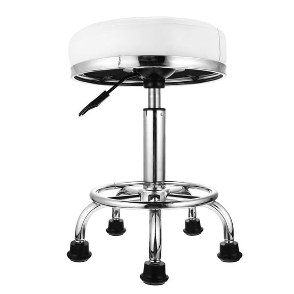 Soimiss 1Pc White Adjustable Hair Salon Chair with High Elastic Sponge Comfortable Seat for Home