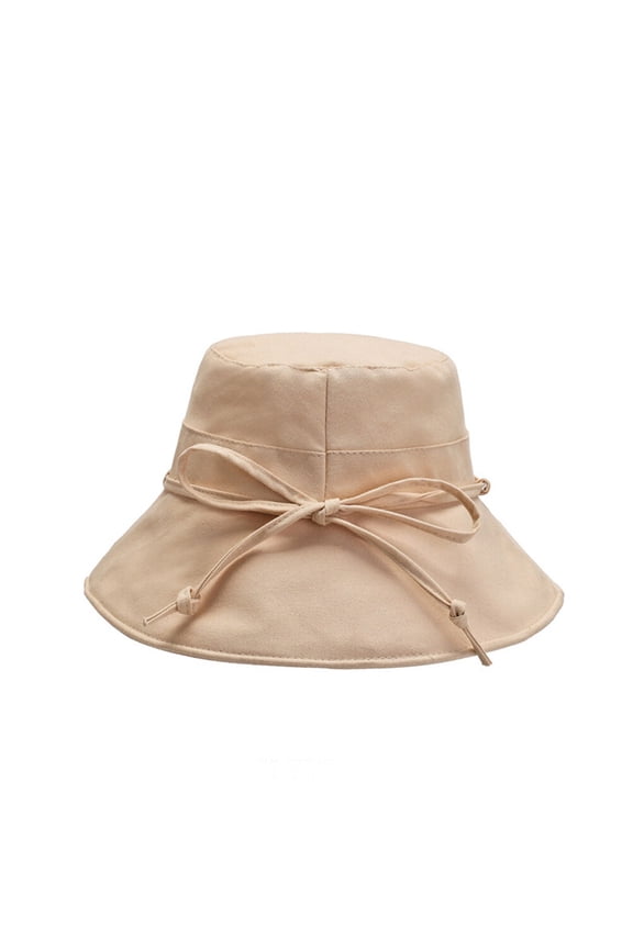 Elegant Khaki Sun Hat Wide Brim Beach Sunscreen Hat for Outdoor Use