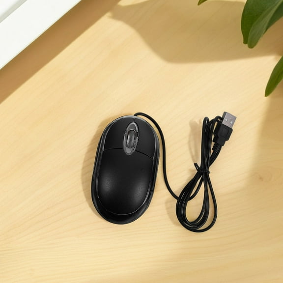 Soimiss 1Pc Optical USB Office Mouse with Scroll Wheel Ergonomic Black