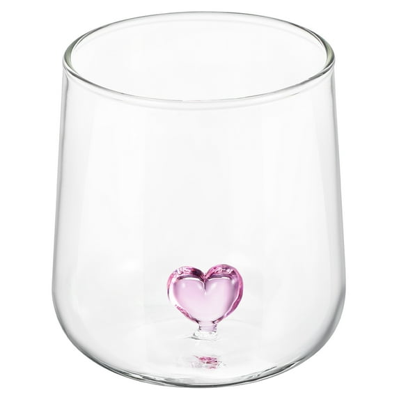 Soimiss Creative Heart Decor Pink Glass Cup for Drinks and Decoration