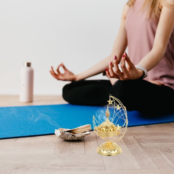 Soimiss Moon Incense Burning Holder Ramadan Decor Golden Iron 1Pcs