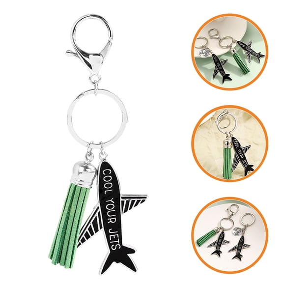 UNOMOR Small Airplane Keychain Green Key Chain Alloy Bag Accessory 1Pack
