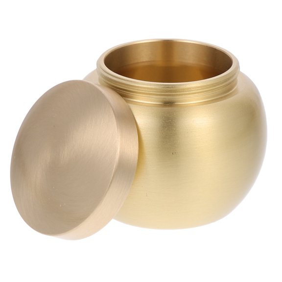 Soimiss Golden Copper Pet Cinerary Jar Durable Safe for Ashes Storage