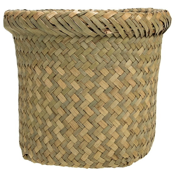 Soimiss Rustic Woven Basket Khaki Pull Out Trash Can Suitable for Home and Dorm Storage