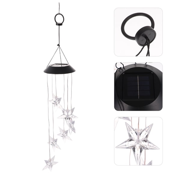 Soimiss Star Hanging Decoration Solar Wind Chime Transparent ABS 1Pcs
