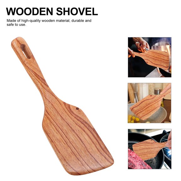 Soimiss 1Pc Chocolate Wooden ula Cooking Tool Heat Resistant Non Slip Handle Kitchen Gadget
