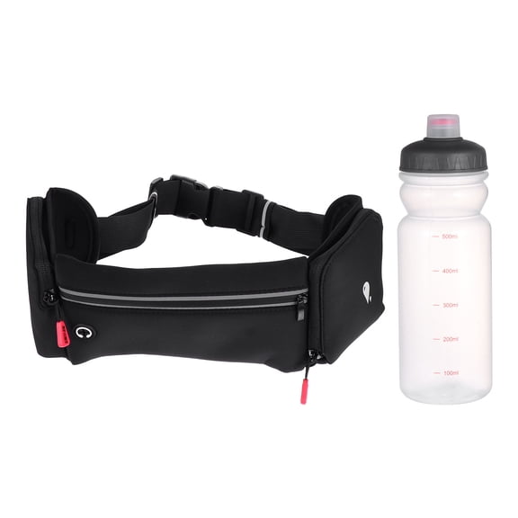 Soimiss Multi Functional Black Waist Pouch for Running Water Bottle with Easy Access Zipper