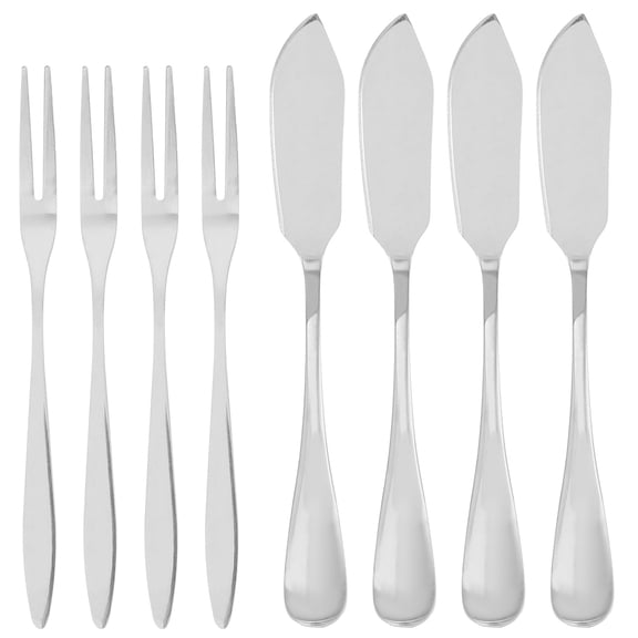 UNOMOR Stainless Steel Butter Knives and Fruit Forks Set of 8 Pieces for Kitchen Use Silver