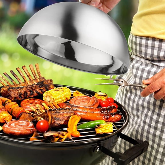 Soimiss Round Stainless Steel Kitchen Food Cover with Handle Protective Steak Dish Lid