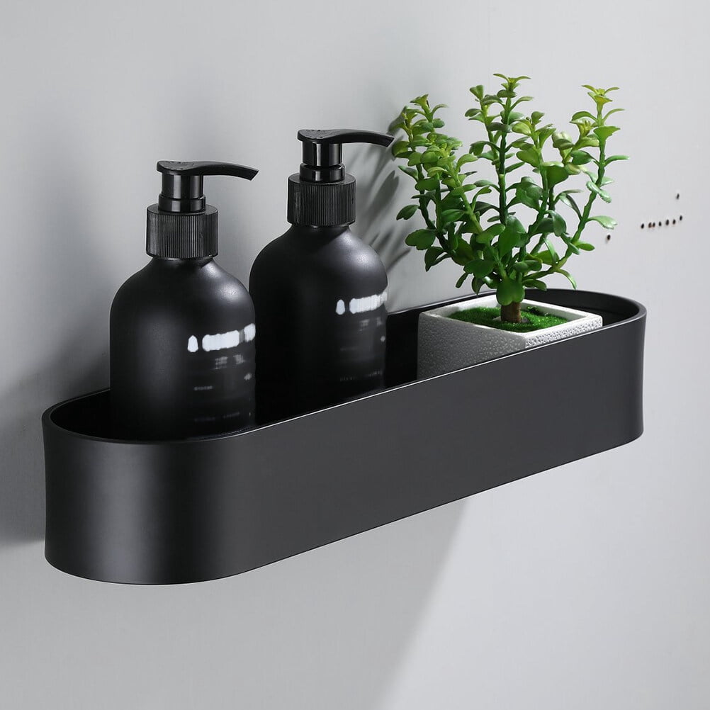 UNOMOR Stick On Wall Shelf Wall Mounted Rack Aluminum 1Pack Black ...