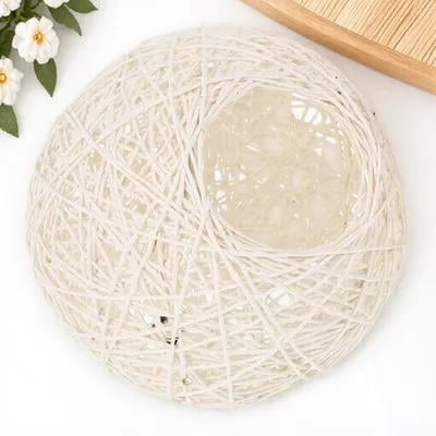 Soimiss White Woven Lamp Shade Rustic Style Lamp Cover for Pendant Hanging Ceiling Lamps