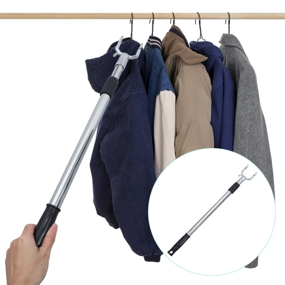Soimiss Stainless Steel Retractable Clothes Drying Pole for Home Use Black