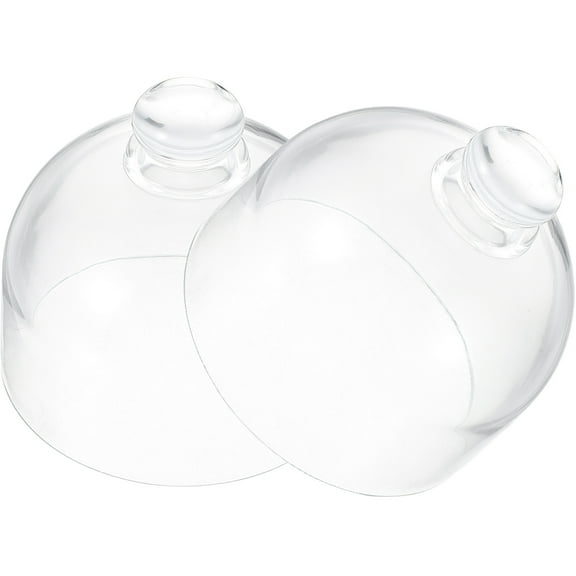 Soimiss Transparent Glass Cake Cover for Home Use with Sturdy Grip 2Pcs