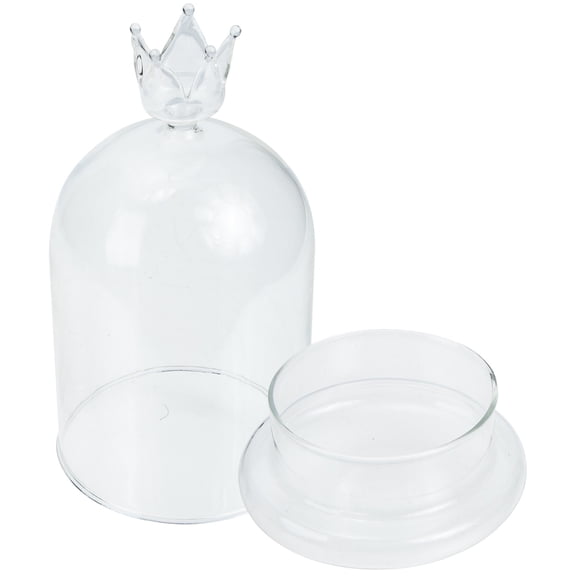 UNOMOR Transparent Glass Dome with Base for DIY Use Featuring Preserved Flowers and Micro Landscapes 7.5