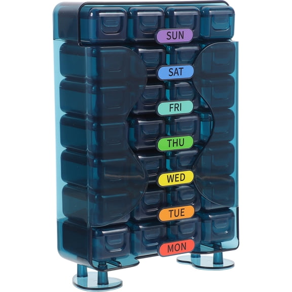 UNOMOR Travel Pill Container Multi Grid Pills Dispenser Plastic Blue for Daily Use 1 Set