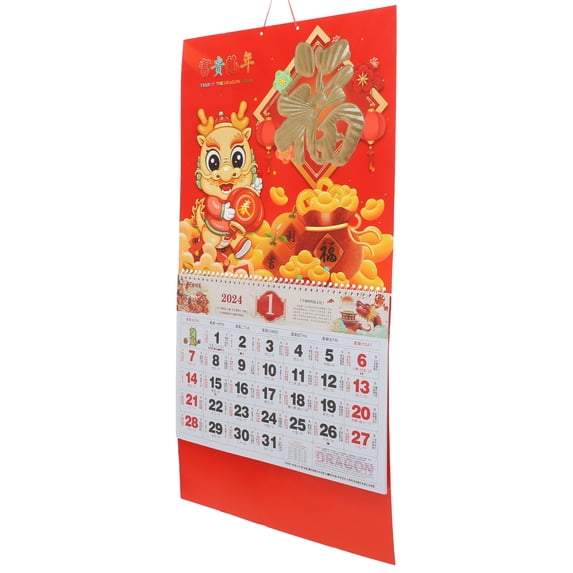 Soimiss Dragon Year 2024 Wall Calendar Paper Material Monthly Planner for Home Use