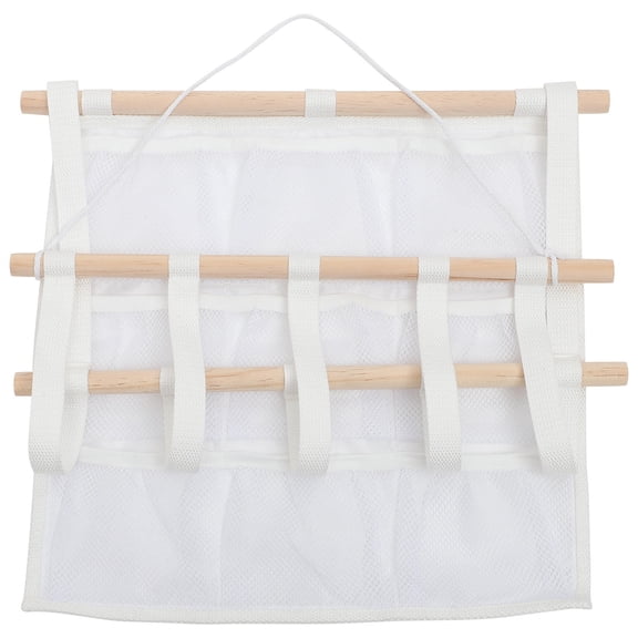 Soimiss Multi Grid Hanging Organizer Bag White Wall Storage Pouch for Household Items