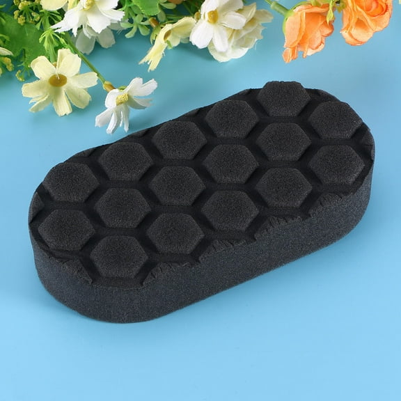 UNOMOR Wax Applicator Pads 1Pcs Black Sponge With Rectangular Grooved Shape