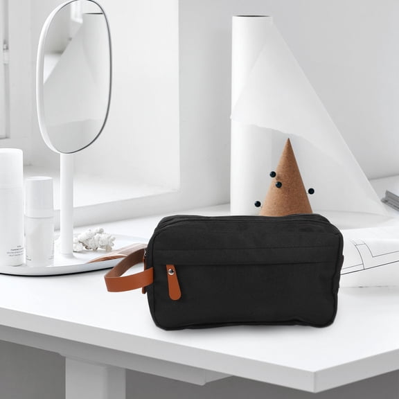 Soimiss Travel Cosmetic Bag Black Portable Makeup Organizer Large Capacity Toiletries Pouch