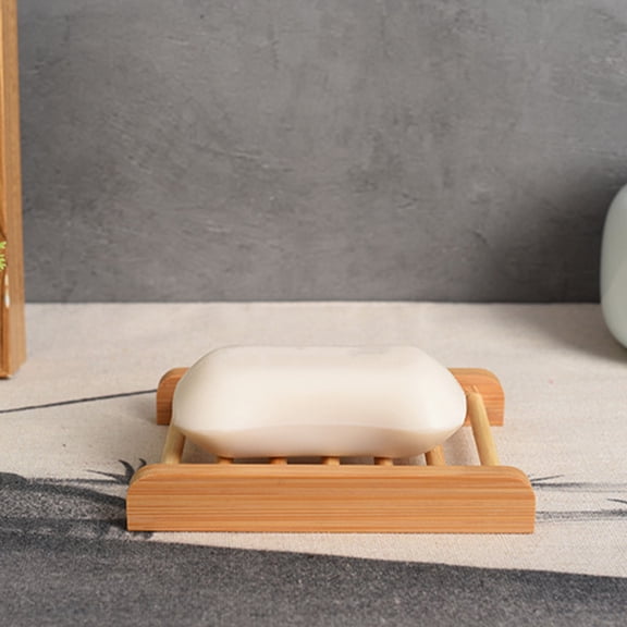 Soimiss Bathroom Soap Holder Wooden Rectangular Drainage 1Pcs