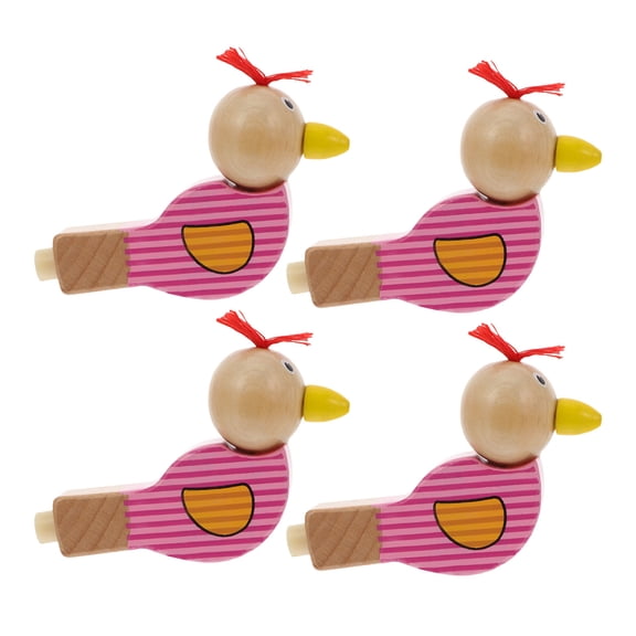 Soimiss Wooden Whistle Toy for Kids with Bird Shape Made of Timber 4 Pieces
