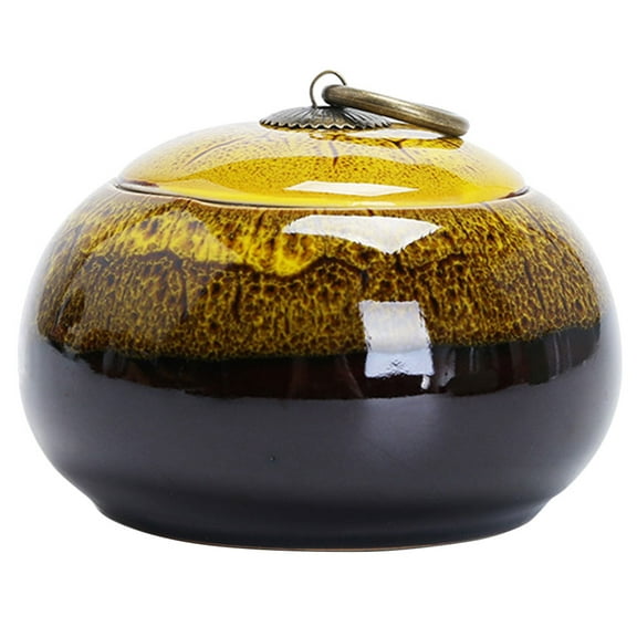 UNOMOR Yellow Ceramic Storage Jar for Loose Tea and Coffee with Airtight Lid Kitchen Counter Container