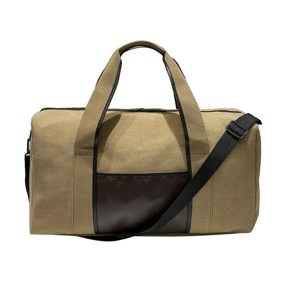 UNOMOR Zipper Design Tote Bag for Travel Canvas Khaki 1Pack for Men and Women
