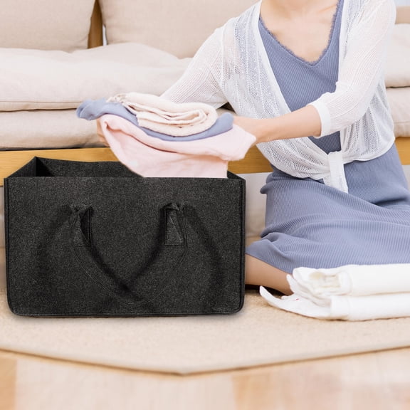 Soimiss Large Capacity Black Felt Storage Organizer with Carry Handle for Firewood and Logs