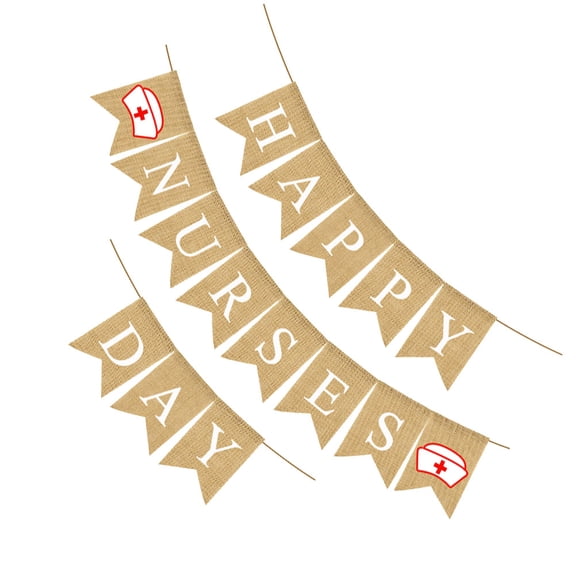 Soimiss Multi Color Linen Nurses Day Party Banner Fabric Pennant Gar for Indoor and Outdoor Use