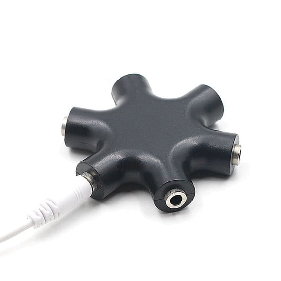 Soimiss headphone adapters 6 Way 3.5mm Splitter Plastic Black for Friends in Music Sharing 1Pack Back to School