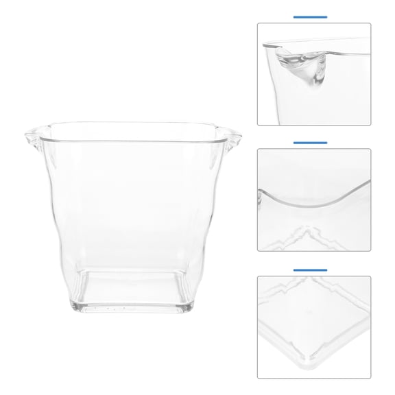 Soimiss Wine Ice Bucket Chiller Beer Bucket Transparent Acrylic Ice Storage 1Pcs